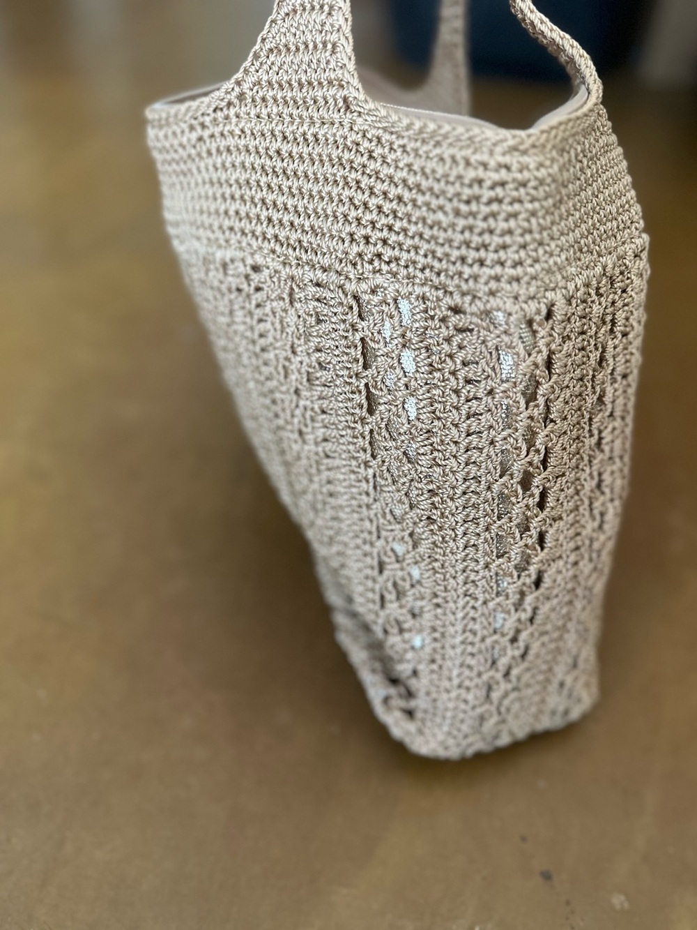 The Sak Hand-Crocheted Sola Carryall Tote - Bamboo with Gold - Picture 10 of 10